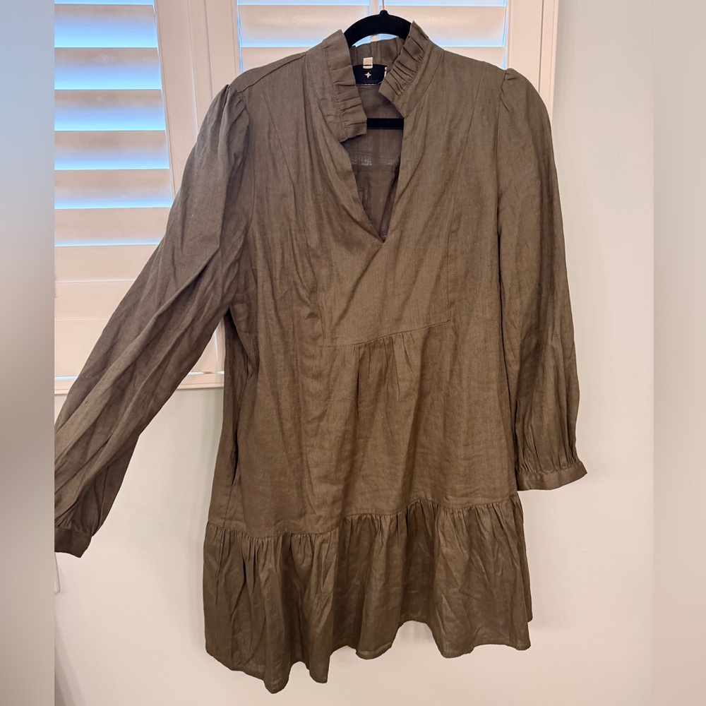 Tuckernuck Olive Ruffle-Collar Tunic